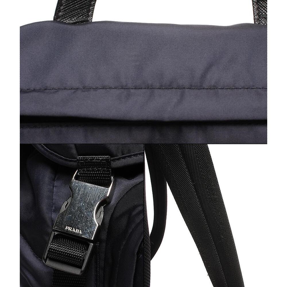 Prada Backpack Silver Triangle Logo Nylon Saffian… - image 7